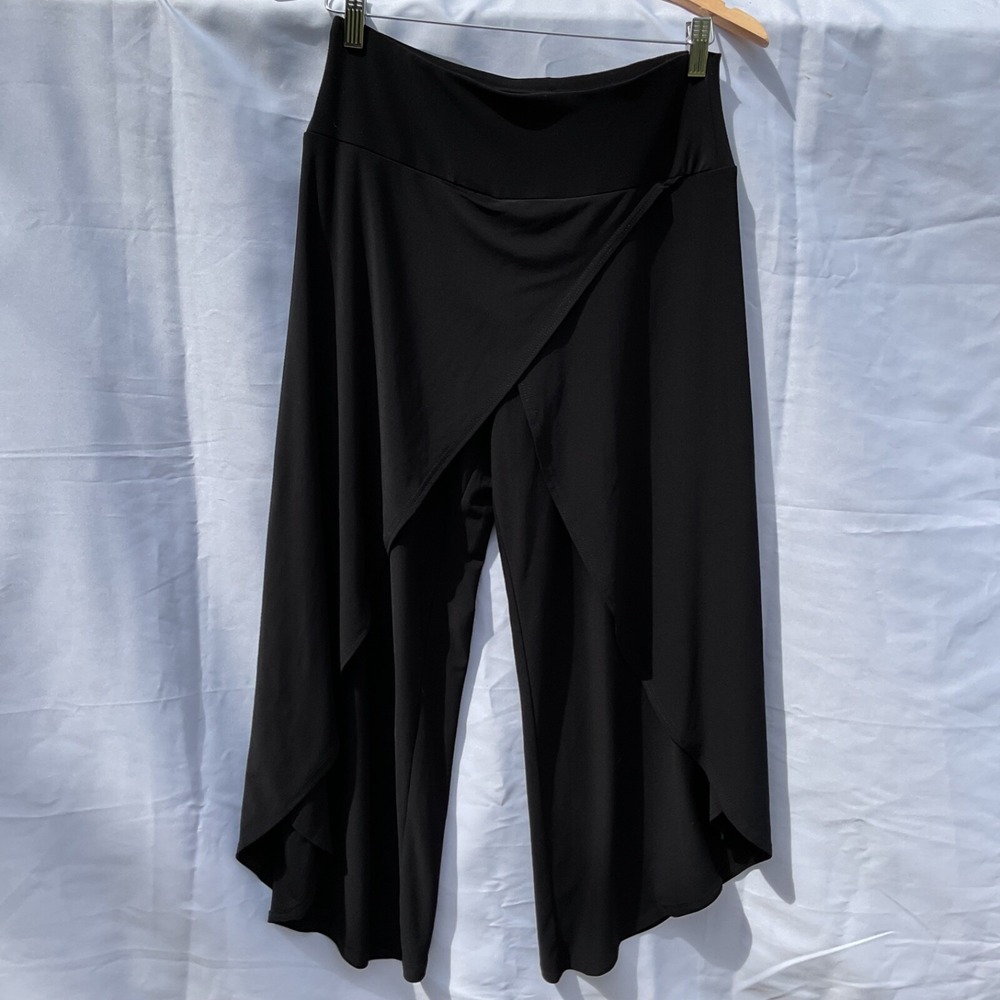 Joseph Ribkoff Women's Black Wide Leg Stretch Pants Size 8 Fold Over Tulip